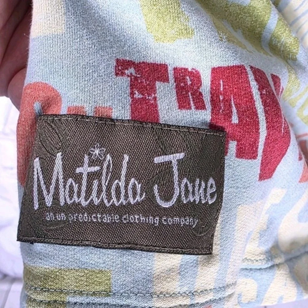 Matilda Jane Girls Size 8 Road Trip Typography Dress & Ruffle Leggings‎ Set Blue